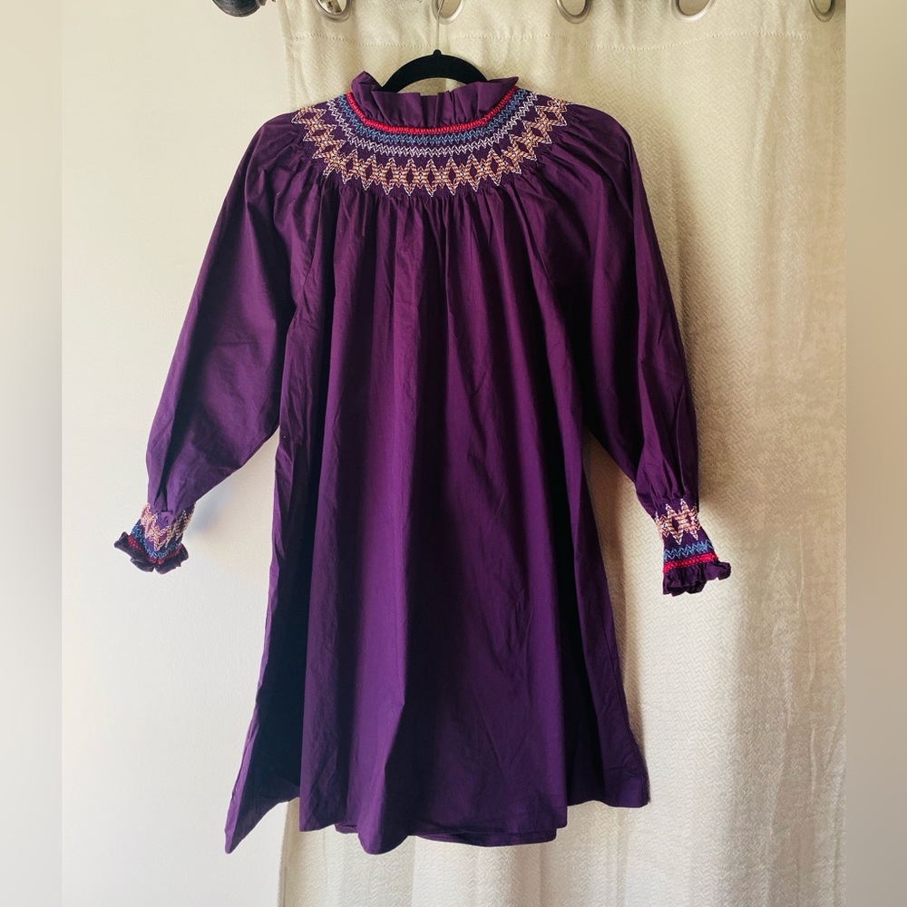 Pomander Place Tuckernuck Plum Smocked Wrenley Dress plum purple cotton NWOT